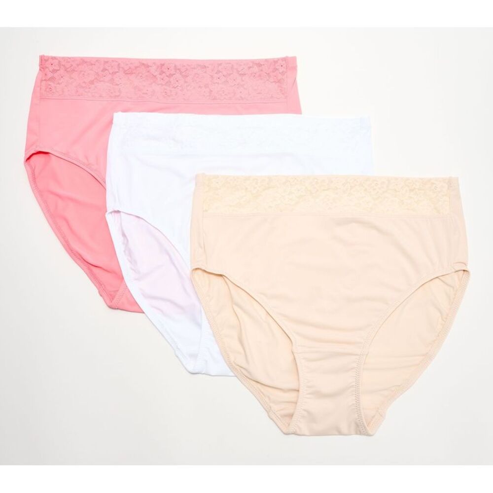 Gloria Vanderbilt Women's Plus Sz Panties 2X Breezies Lace Multi-colored